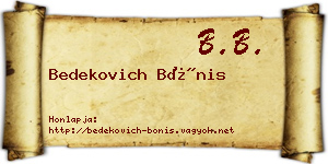 Bedekovich Bónis névjegykártya